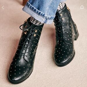 Sezane Eugenie Boots Black With Studs - Size 7